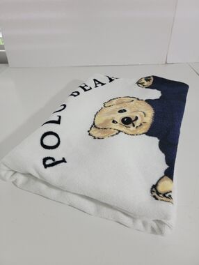 Ralph Lauren White Polo Bear Graphic Extra Large Towel